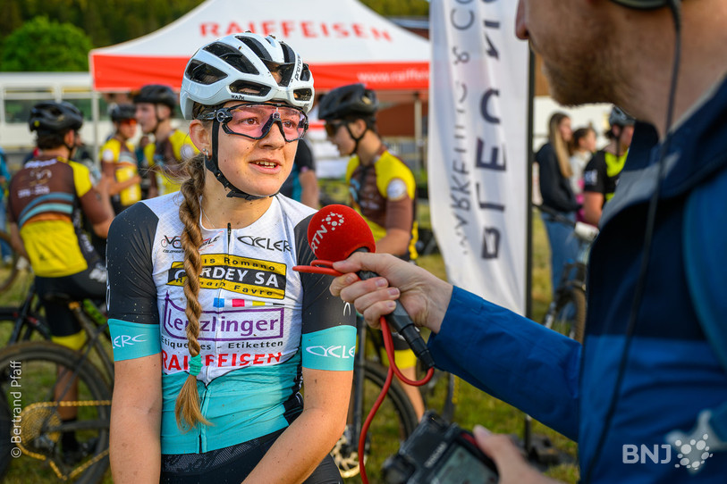 Tess de Almeida avait le sourire dans l'aire d'arrivée au Quartier. (photo: Bertrand Pfaff)