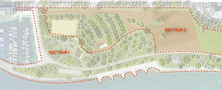 Les travaux dans le secteur 1 des Jeunes-Rives sont terminés, tandis que le secteur 2 fera l'objet d'un chantier jusqu'à l'été 2027. (Photo : Ville de Neuchâtel)