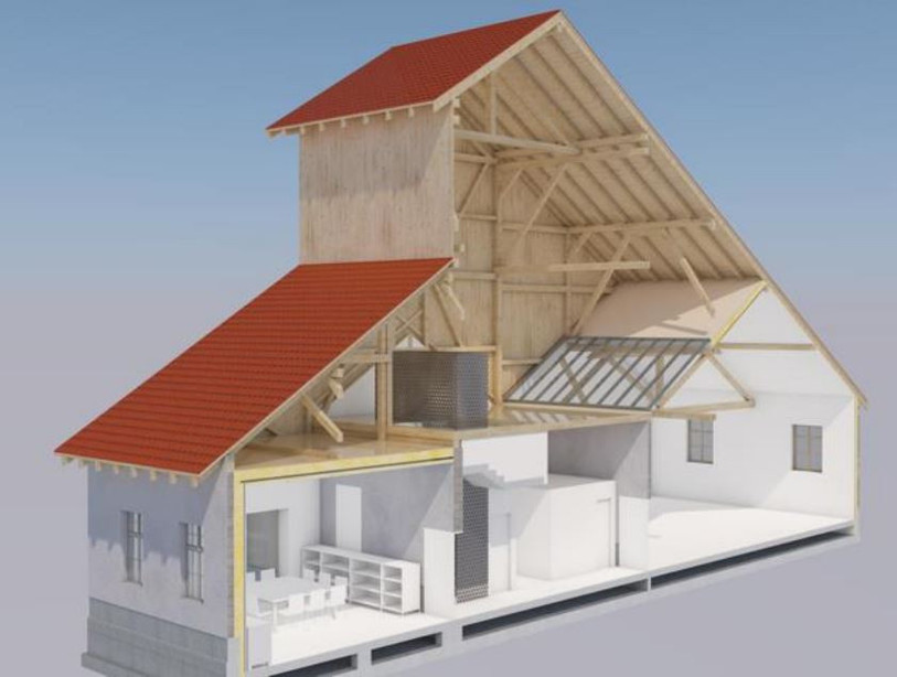 Une projection des travaux envisagés à la tête du puits de mine. (Illustration : association ATPM).