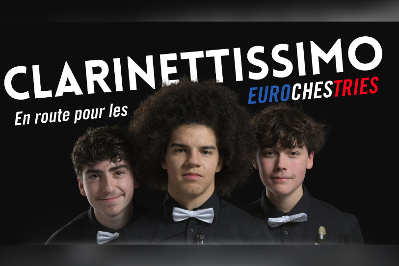 Mattia Giroud, Damian Russell et Milo Voisard ont hâte de jouer au festival des Eurochestries cet été. (Photo : Clarinettissimo)
