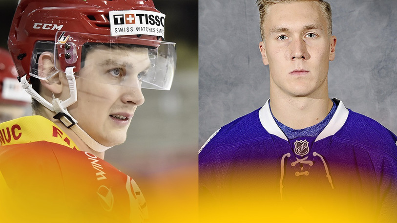 Alexander Yakovenko (à gauche) et Viktor Lööv patineront avec le HC Bienne dans le prochain championnat de National League (photo : HC Bienne).