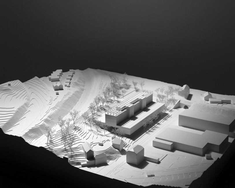 Photo depuis le côté sud de la maquette du futur siège de Viteos. (Photo : VIteos)