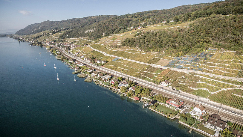 Le portail Est du tunnel de Douanne est prévu environ au milieu de l'image. (Photo : a5-twanntunnel.ch).