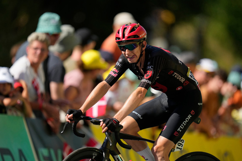 Yannis Voisard savoure son Tour de France même si ce n'est pas toujours une partie de plaisir. (Photo : Keystone/EPA/Guillaume Horcajuelo)