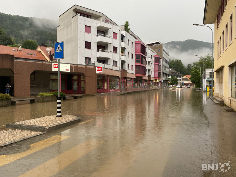Les rues de Moutier ont été inondées.