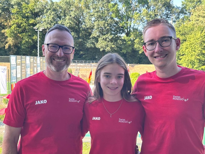 Gilles, Léa et Maël Magnin sont tous membres de Swiss Minigolf. (Photo : Gilles Magnin)