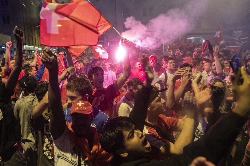 Les supporters suisses ont eu l'occasion de se réunir à plusieurs reprises pendant cet Euro (photo : KEYSTONE/Ennio Leanza).