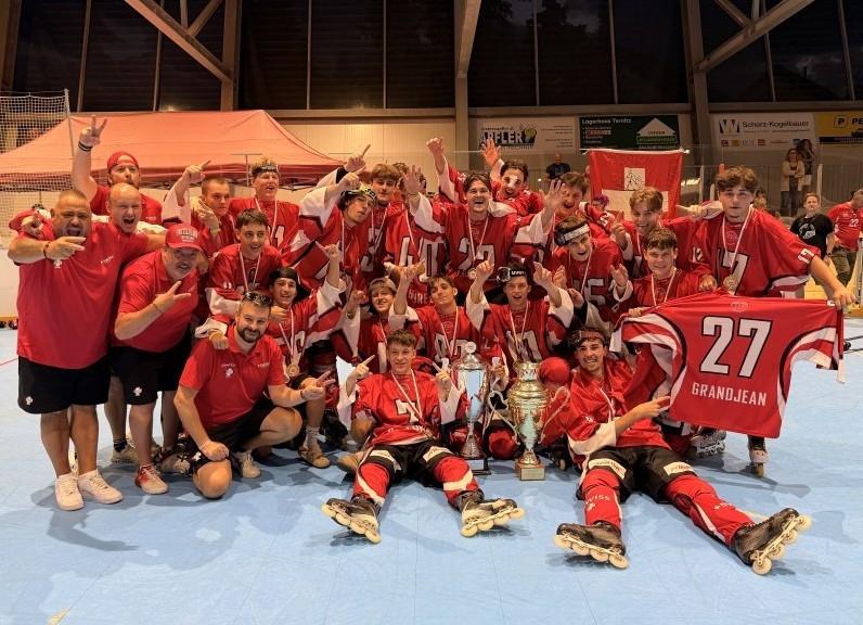 L'équipe de Suisse est championne d'Europe chez les juniors ! (Photo : Fédération suisse d'inline hockey)