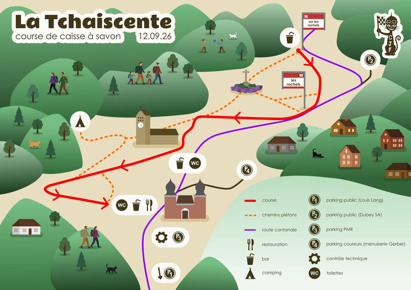 Le plan de la course de caisses à savon à Fontenais. Photo: www.latchaiscente.ch