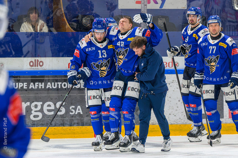 David Eugster a dû sortir sur une jambe samedi contre les GCK Lions. (Photo : Bertrand Pfaff)