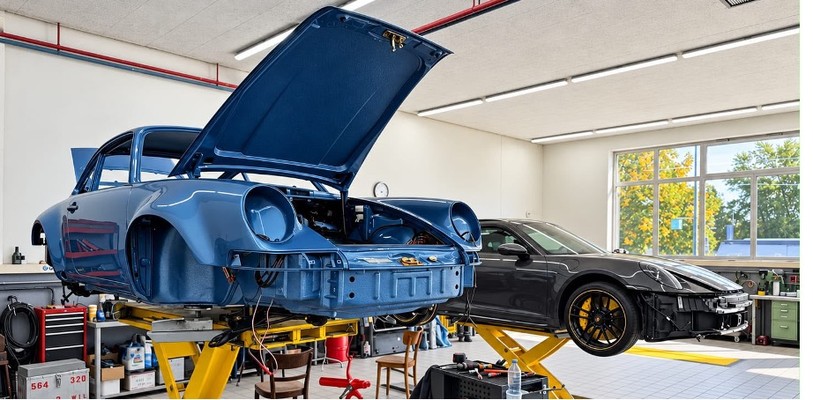 Carrosserie de Porsche repeinte