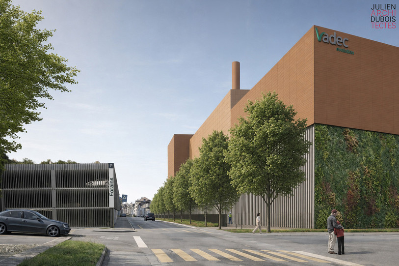 La nouvelle usine de Vadec pourra sortir de terre sur le site actuel de l'entreprise. (Image de synthèse : Julien Dubois Architectes)