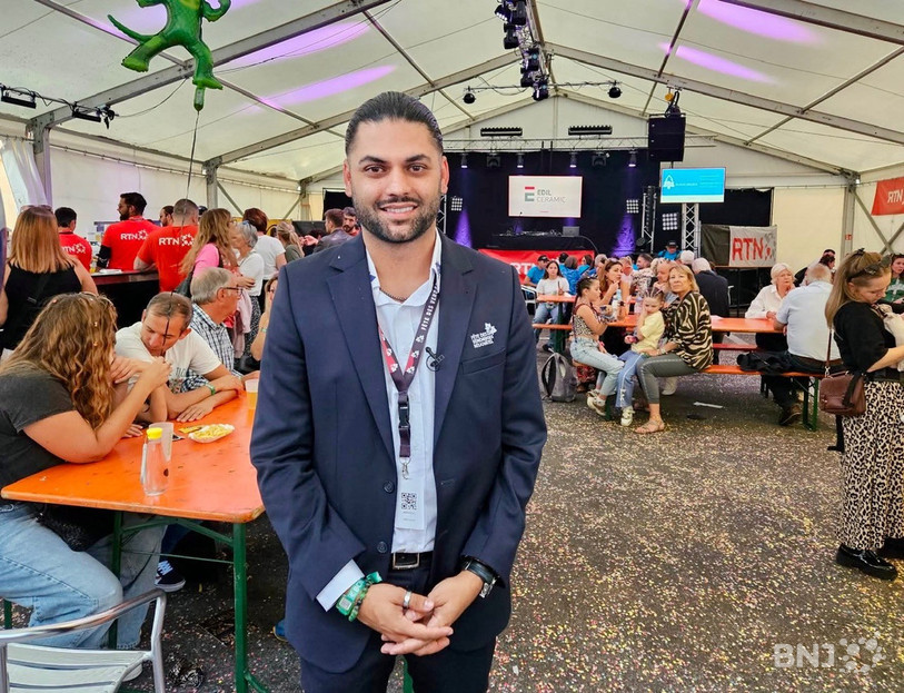 Naveen Begni, directeur de la Fête des vendanges, sous la tente RTN.