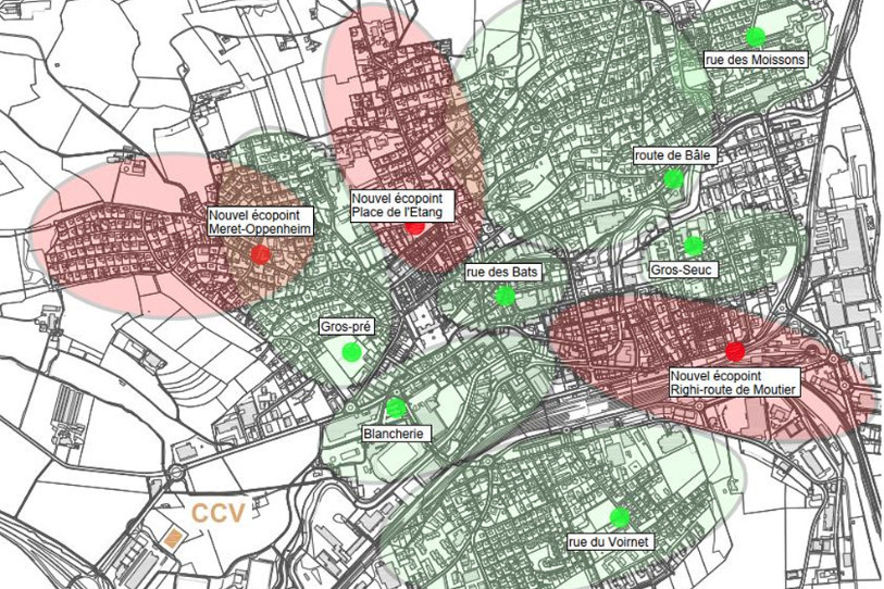 Delémont a défini dix zones pour les écopoints (photo: ville de Delémont).