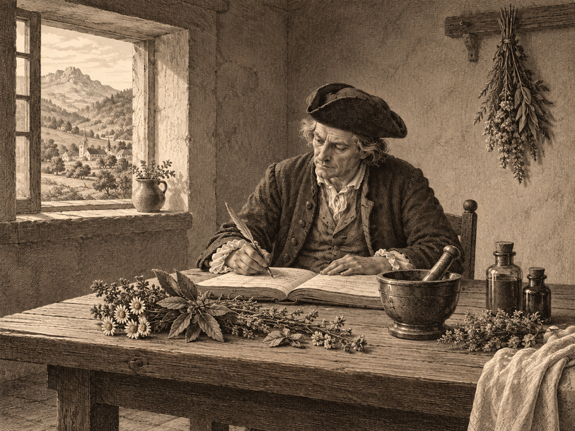 Les manuscrits dédiés aux remèdes naturels étaient courants au 18e siècle. Source : Image générée par l’IA.
