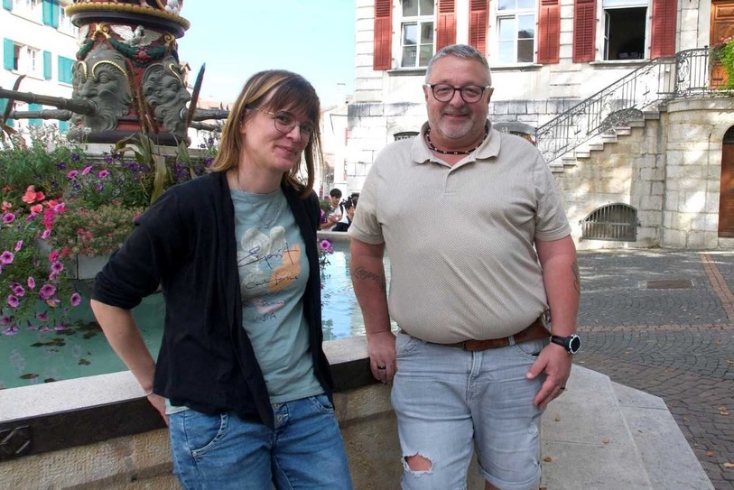Magali Marchand, vice-présidente et Gérald Jeannerat, président de la Fanfare Concordia-Liberté de Glovelier.
