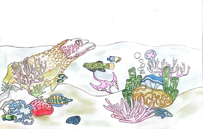 Des poissons monstrueux et légendaires vivraient au fond du Loclat (Dessin : Dilana Tassin)