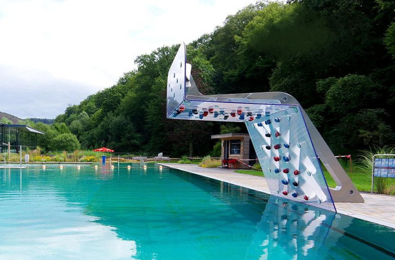 Exemple du mur de grimpe aquatique retenu. (Photo : Ville du Locle)