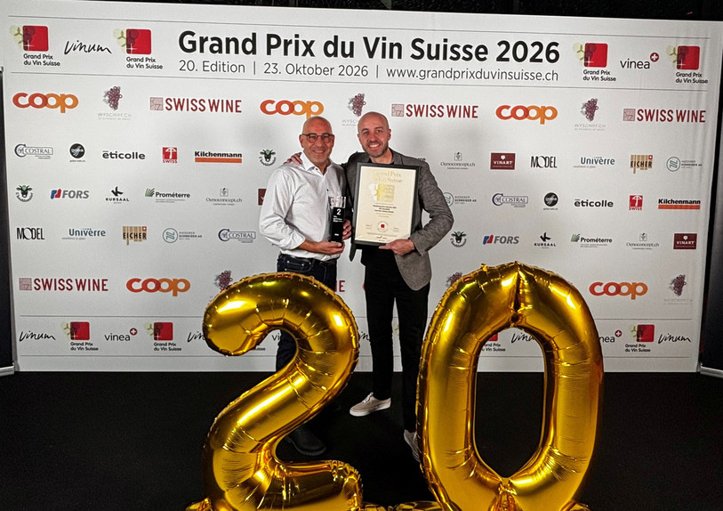 Guillaume Godet et Sébastien Jendly de la Cave des Côteaux. (Photo : Neuchâtel Vins et Terroir)