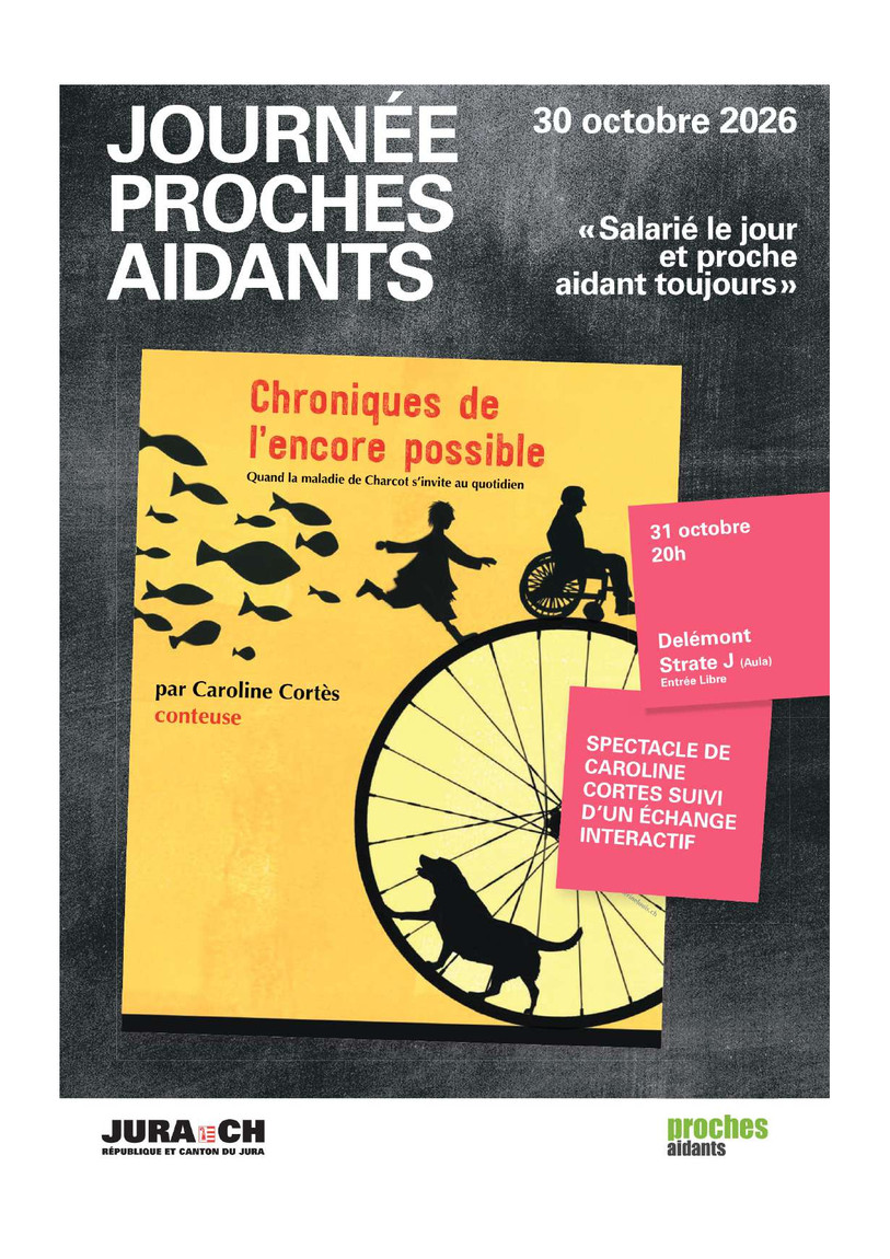 Spectacle de Caroline Cortes sur son parcours de proche aidante, entrée libre, le samedi 31 octobre à 20h à Strate J. Il y aura un moment d’échange à la fin du spectacle avec Caroline Cortes et Christine Riat