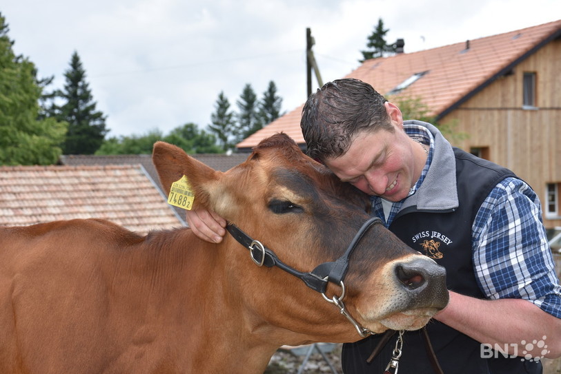 Christophe Rohrbach et sa vache Rachelle.