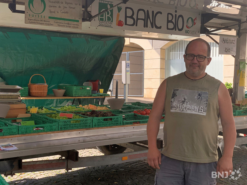 Frédéric Amstutz au marché de Delémont.