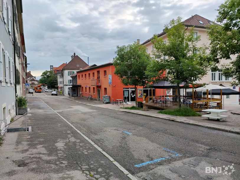 La rue du Coq perdra ses trottoirs et ses places en zone bleue au profit d'arbres et de bancs publics.