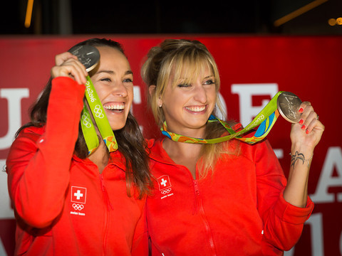 Timea Bacsinszky a notamment remporté une médaille d'argent aux Jeux olympiques de 2016 en double avec Martina Hingis (photo : KEYSTONE/PRAESENZ SCHWEIZ/HOS BRAZIL).