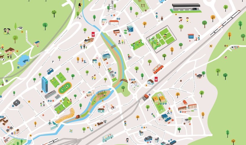 Deux cartes recensent désormais les lieux où les enfants peuvent jouer et se dépenser. (Photo : Ville de Bienne)