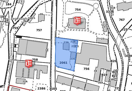 Le nouveau bâtiment remplacera la maison voisine de la villa Beucler. (source : géoportail du canton du Jura)