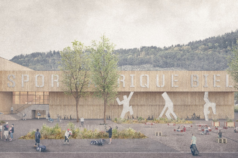 Voici à quoi ressemblera le futur complexe multisport biennois. (Image : Ville de Bienne)