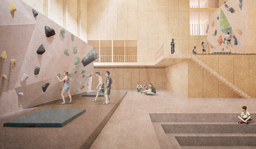 Le Club Alpin suisse disposera d’un espace d’entraînement dédié à la grimpe. (Image : Ville de Bienne).