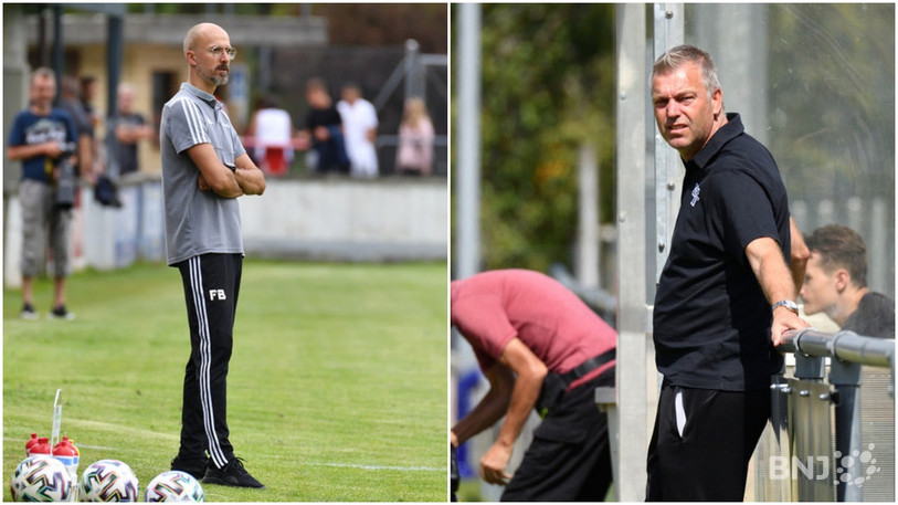 C'est l'heure de la reprise pour le FC Moutier de Frédéric Burger (à gauche) et le FC Tavannes/Tramelan de Steve Langel (photos : Georges Henz).