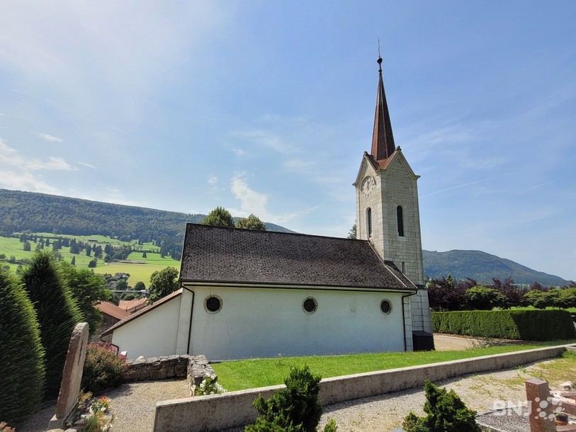 L'église Ste-Agathe de Sonceboz-Sombeval.