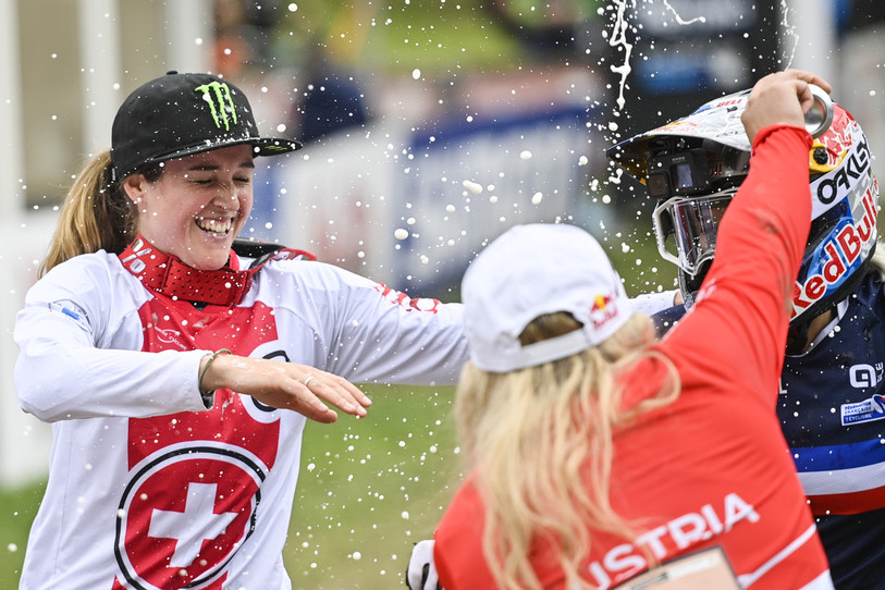 Camille Balanche lors des championnats du monde de VTT à Val di Sole (photo : KEYSTONE/Gian Ehrenzeller).