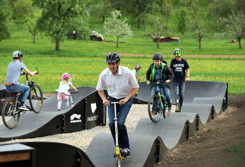Un pumptrack mobile sillonnera le Jura dès vendredi (photo : Jura Bike Park).