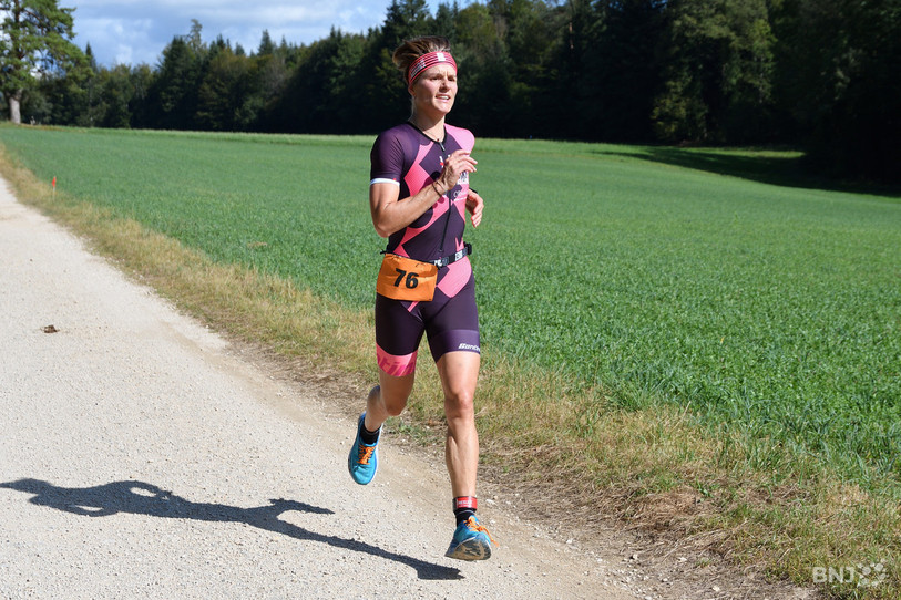 Carole Perrot a pris la 2e place de la manche du Domoniak comptant pour le championnat jurassien de triathlon samedi à Delémont. (Photo: Georges Henz)