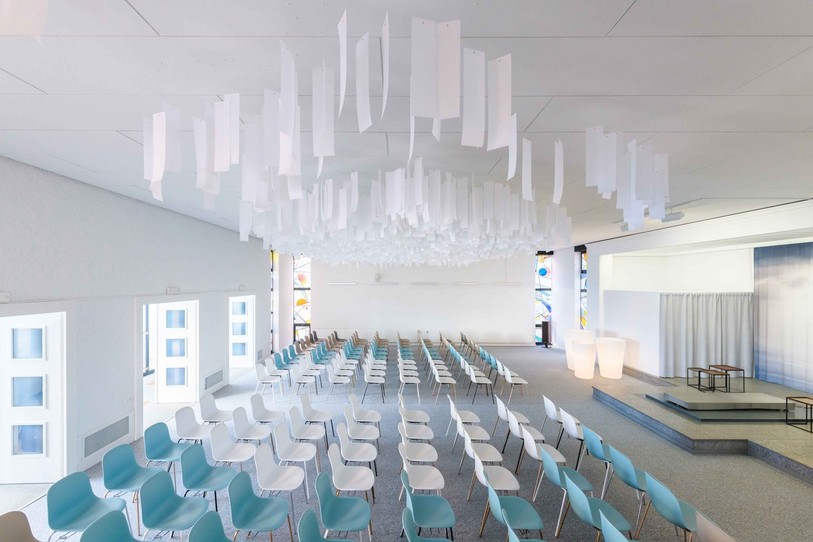 L'intérieur de la nouvelle chapelle du cimetière. (Photo : Patrice Schreyer)