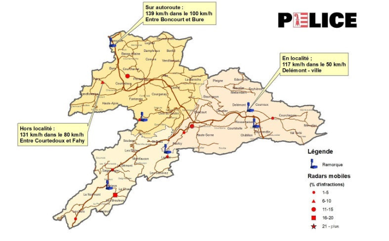 Les statistiques de la circulation routière pour le mois d'août de la police cantonale jurassienne.
