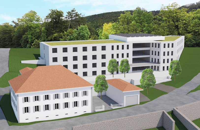 Le nouveau bâtiment avec au premier plan les structures déjà existantes. Un projet d'envergure qui pourrait déjà voir le jour en 2023. (Image : La Pimpinière)