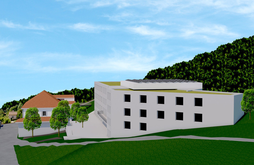 Vue du bâtiment depuis l'est. (Image : La Pimpinière)