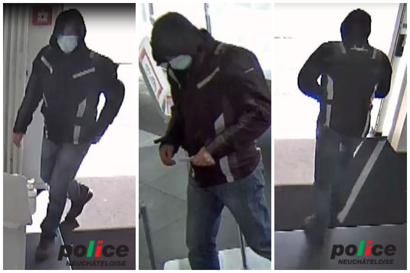 La Police neuchâteloise a communiqué des photos de l'individu responsable du brigandage au guichet TransN de la place de la Gare à La Chaux-de-Fonds. (Photo: Police neuchâteloise)