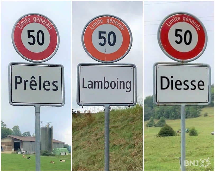 L'entrée des trois villages qui forment la commune de Plateau de Diesse.