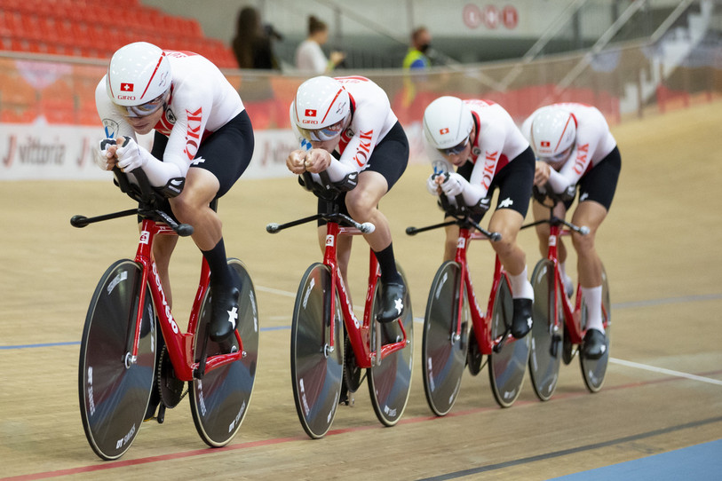 Les Suisses en plein effort à Granges. (photo Keystone/Peter Klaunzer)
