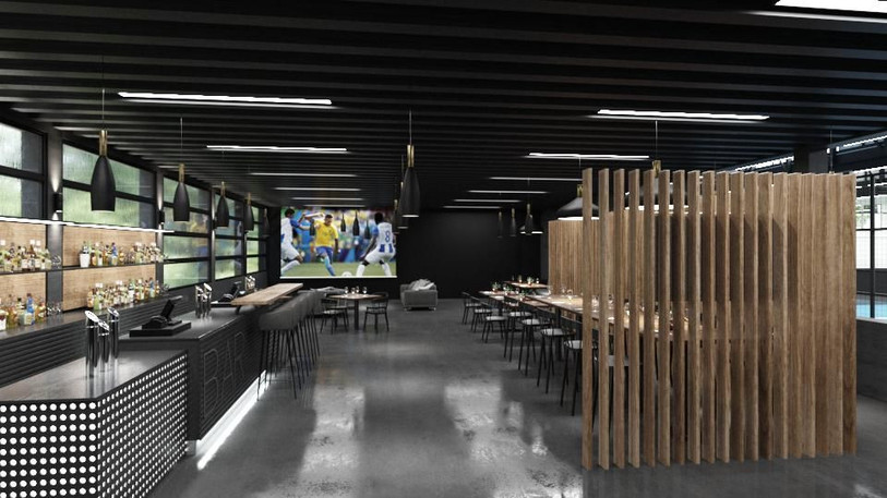 Un bar lounge sera à disposition des clients pour boire un verre après les séances mais également pour visionner des matches. (Photo : Five Club)