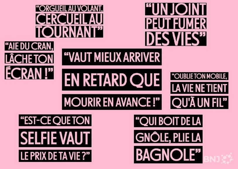 Les sept slogans retenus par le public pour la nouvelle campagne de prévention du SCAN.