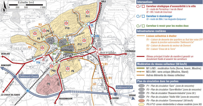 Le plan directeur des déplacements de Delémont prévoit une douzaine de zones à 30 km/h ou à 20 km/h.