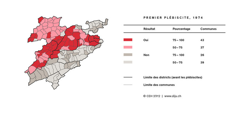 Carte du premier plébiscite du 23 juin 1974
