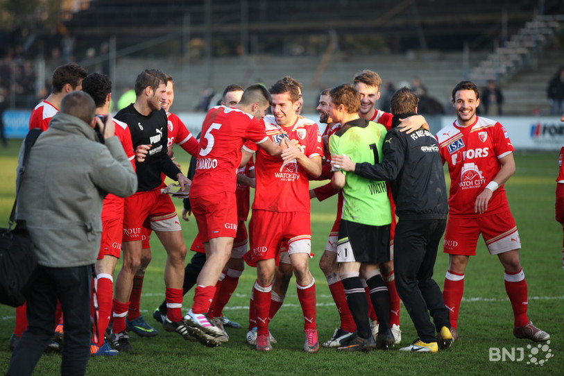Une joie de mise pour les joueurs du FC Bienne