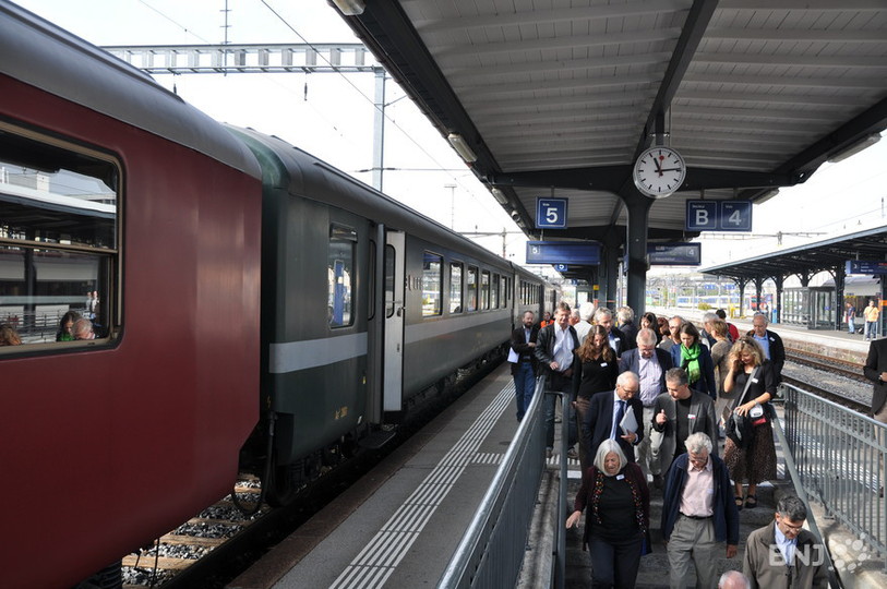 Arrivée à Delémont du train spécial prix Wakker